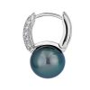 Earrings | Blue Nile Tahitian Pearl And Diamond Huggie Earrings In 14K White Gold