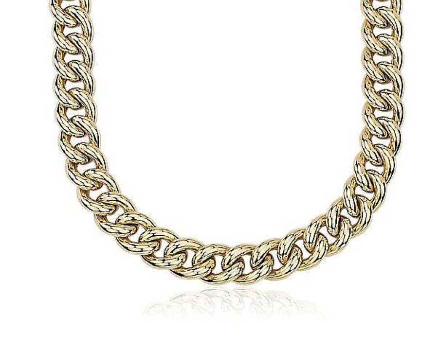 Necklaces | Blue Nile 18" Oversized Hollow Curb Chain Necklace In 14K Italian Yellow Gold (14.5 Mm)