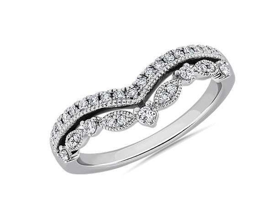 Women'S Rings | Blue Nile Regal Curved Diamond Ring In Platinum (1/4 Ct. Tw.)