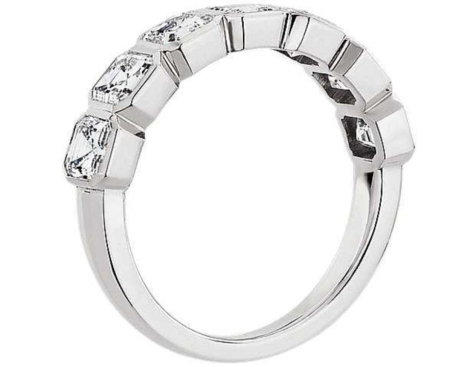 Women'S Rings | Blue Nile 7 Stone Asscher Bezel Diamond Anniversary Ring In Platinum (1 3/4 Ct. Tw.)