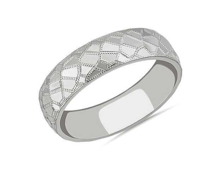 Men'S Rings | Blue Nile Mosaic Polished Wedding Ring In Platinum (6Mm)