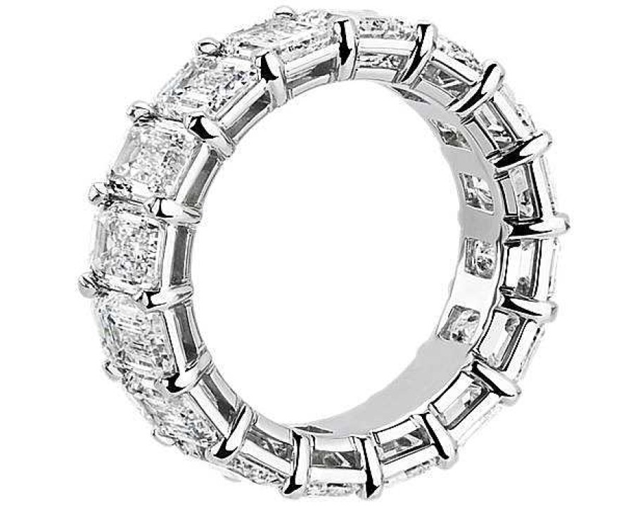 Women'S Rings | Blue Nile Lab Grown Diamond Emerald Cut Eternity Ring In 14K White Gold (9 1/2 Ct. Tw.)