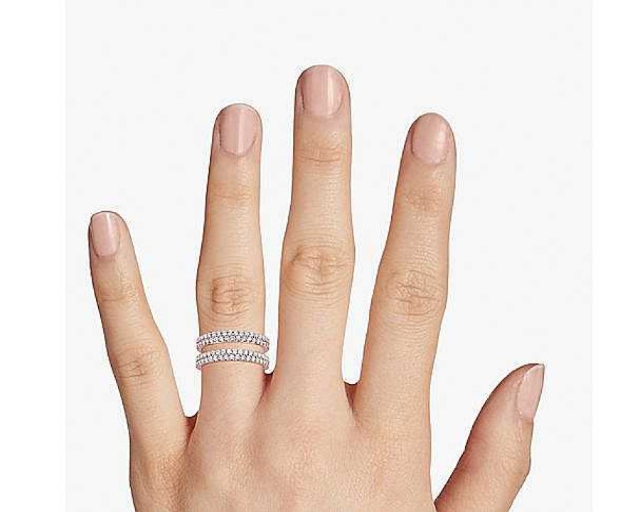 Women'S Rings | Blue Nile Two Row Pav Diamond Ring Insert In 18K Rose Gold (1 Ct. Tw.)