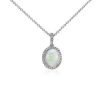 Necklaces | Blue Nile Opal And Diamond Pendant In 14K White Gold (10X8Mm)