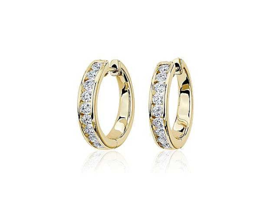 Earrings | Blue Nile Lab Grown Diamond Channel Hoop Earrings In 14K Yellow Gold (1 Ct. Tw.)