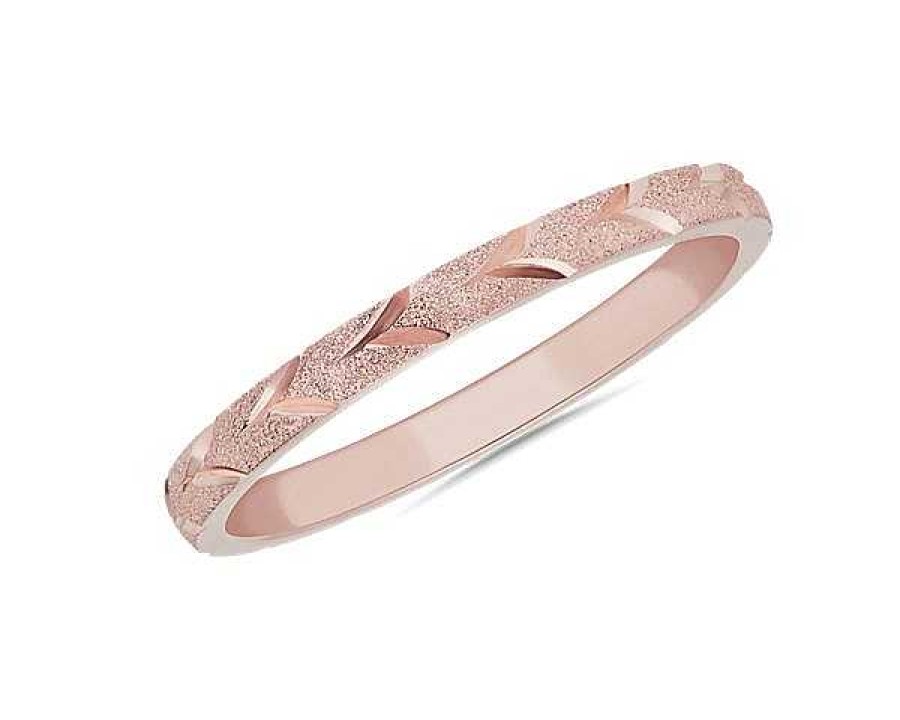 Women'S Rings | Blue Nile Swiss Cut Stackable Ring In 18K Rose Gold (2Mm)