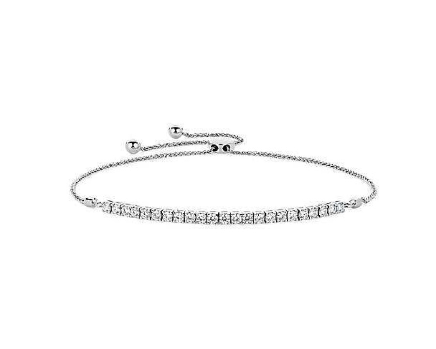 Bracelets | Blue Nile Riviera Pav Round Diamond Bolo Bracelet In 14K White Gold (1 Ct. Tw.)