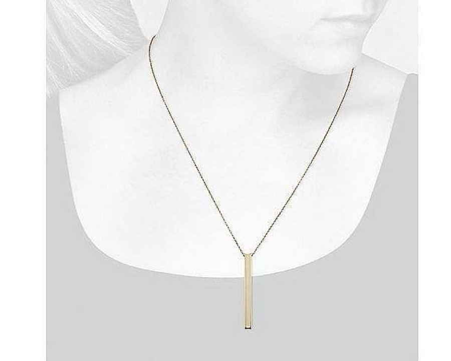 Necklaces | Blue Nile 22" Vertical Bar Pendant In 14K Yellow Gold (1 Mm)