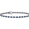 Bracelets | Blue Nile Alternating Size Sapphire And Diamond Bracelet In 14K White Gold (3Mm)