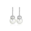 Earrings | Blue Nile White Freshwater Pearl And Diamond Drop Earrings In 14K White Gold (8.5-9 Mm)