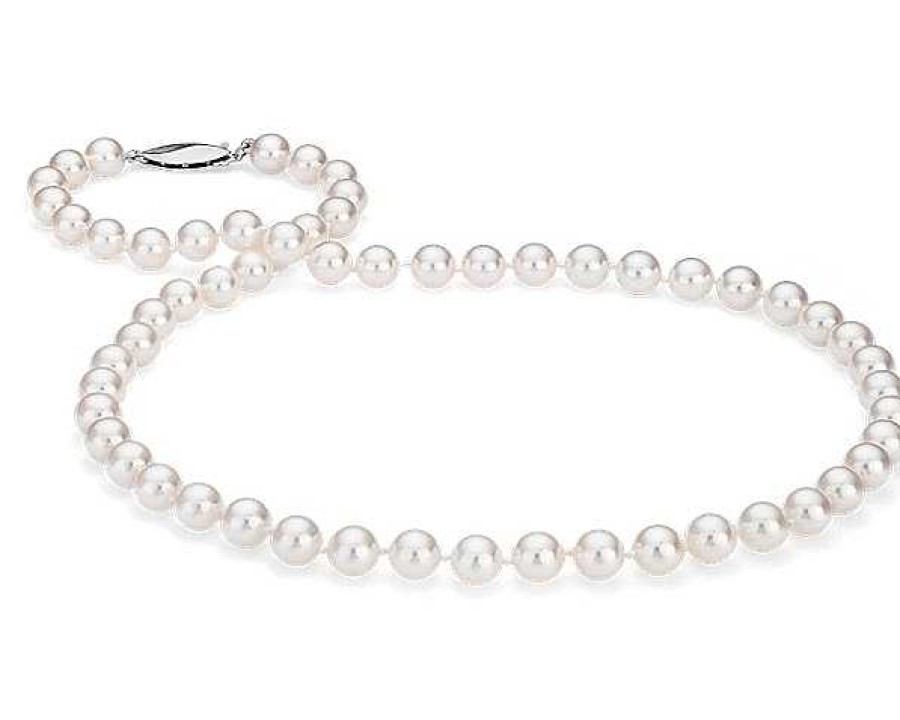 Necklaces | Blue Nile 16" Classic Akoya Cultured Pearl Strand Necklace In 18K White Gold (6.5-7.0Mm)