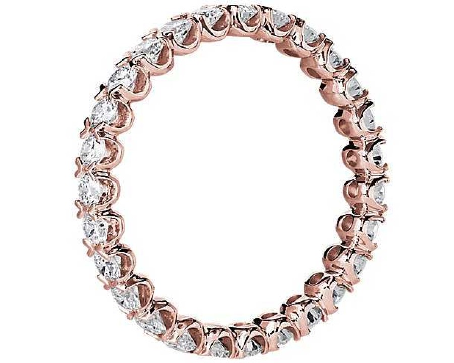 Women'S Rings | Blue Nile V-Prong Pav Diamond Eternity Ring In 14K Rose Gold (1 Ct. Tw.)