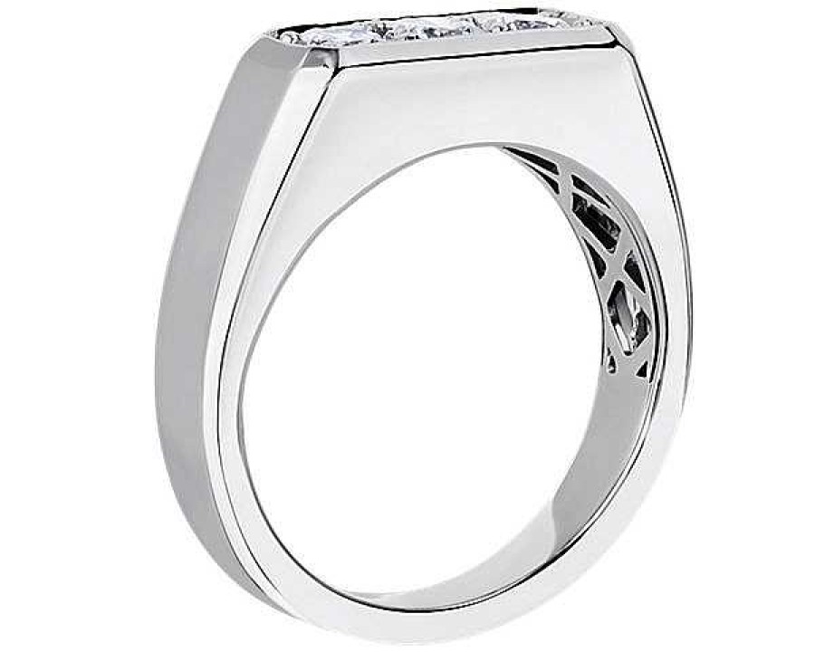 Men'S Rings | Blue Nile Men'S Trio Diamond Band In Platinum (3.5 Mm, 1 Ct. Tw.)