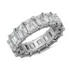 Women'S Rings | Blue Nile Lab Grown Diamond Emerald Cut Eternity Ring In Platinum (11 Ct. Tw.)