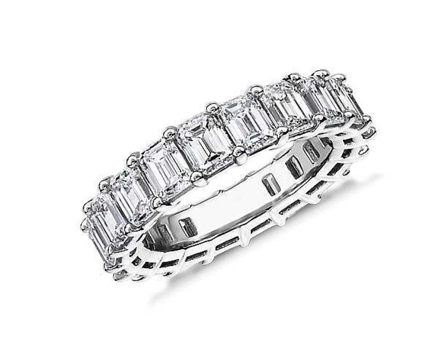 Women'S Rings | Blue Nile Emerald Cut Diamond Eternity Ring In 14K White Gold (6 Ct. Tw.)