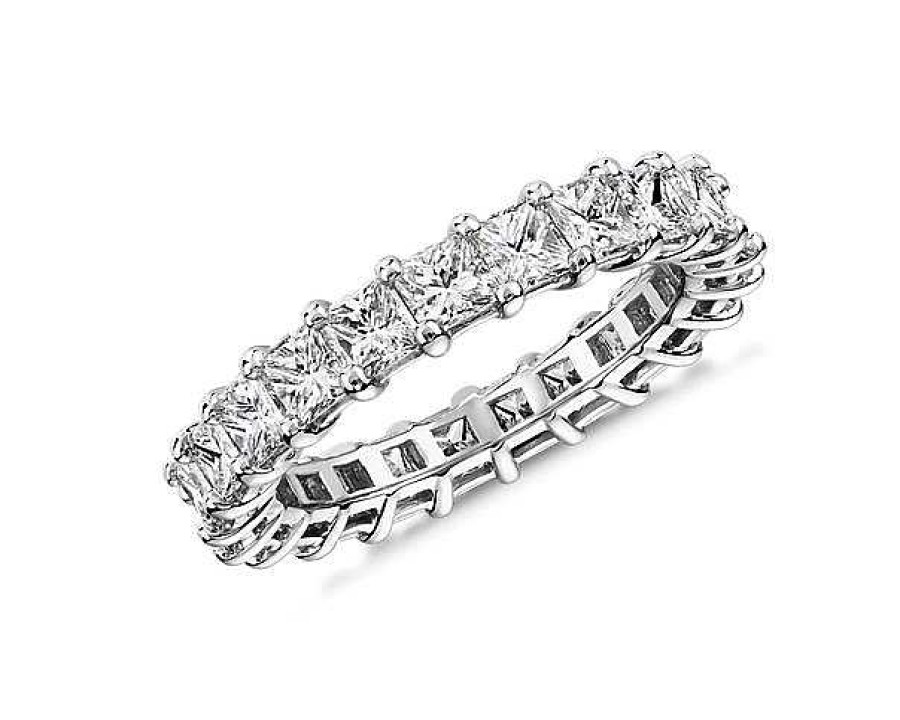 Women'S Rings | Blue Nile Princess Cut Diamond Eternity Ring In 14K White Gold (3 Ct. Tw.)