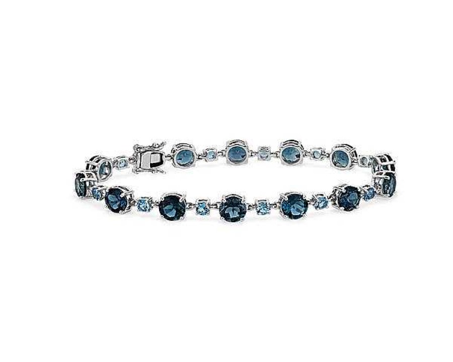 Bracelets | Blue Nile Swiss Blue Topaz And London Blue Topaz Alternating Bracelet In 14K White Gold