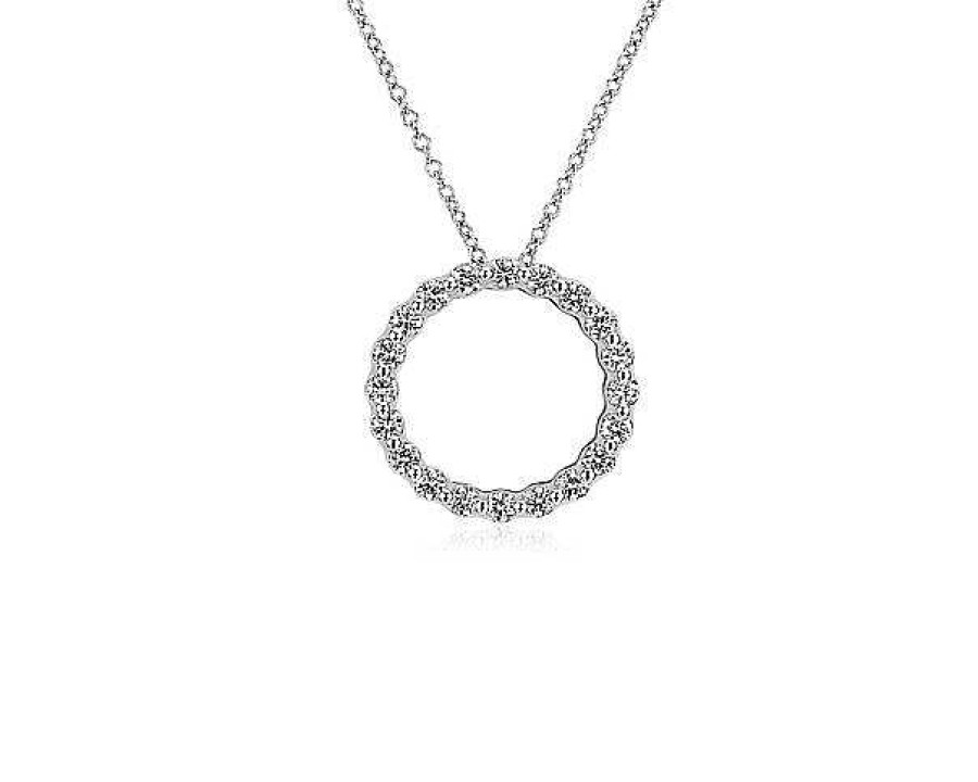 Necklaces | Blue Nile Floating Diamond Circle Pendant In 14K White Gold (1/2 Ct. Tw.)