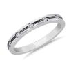 Men'S Rings | Blue Nile Staggered Diamond Men'S Grooved Wedding Ring With Black Rhodium In 14K White Gold (1/6 Ct. Tw.)