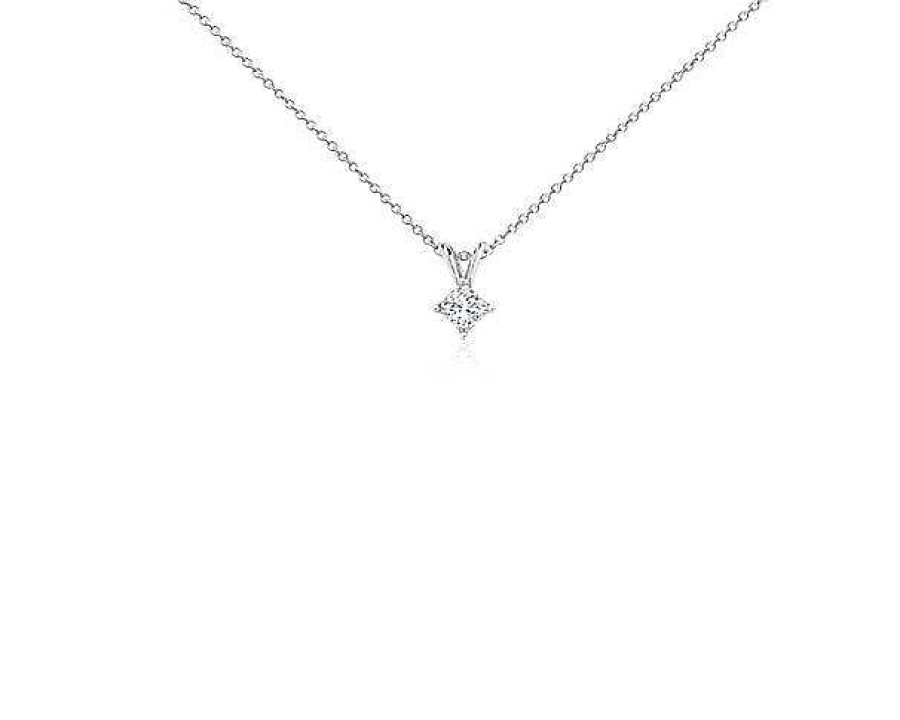 Necklaces | Blue Nile Lab Grown Diamond Princess Cut Solitaire Pendant In 14K White Gold (1/3 Ct. Tw.)