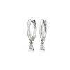 Earrings | Blue Nile Diamond Pear Drop Huggie Hoop Earrings In 14K White Gold (1/4 Ct. Tw.)