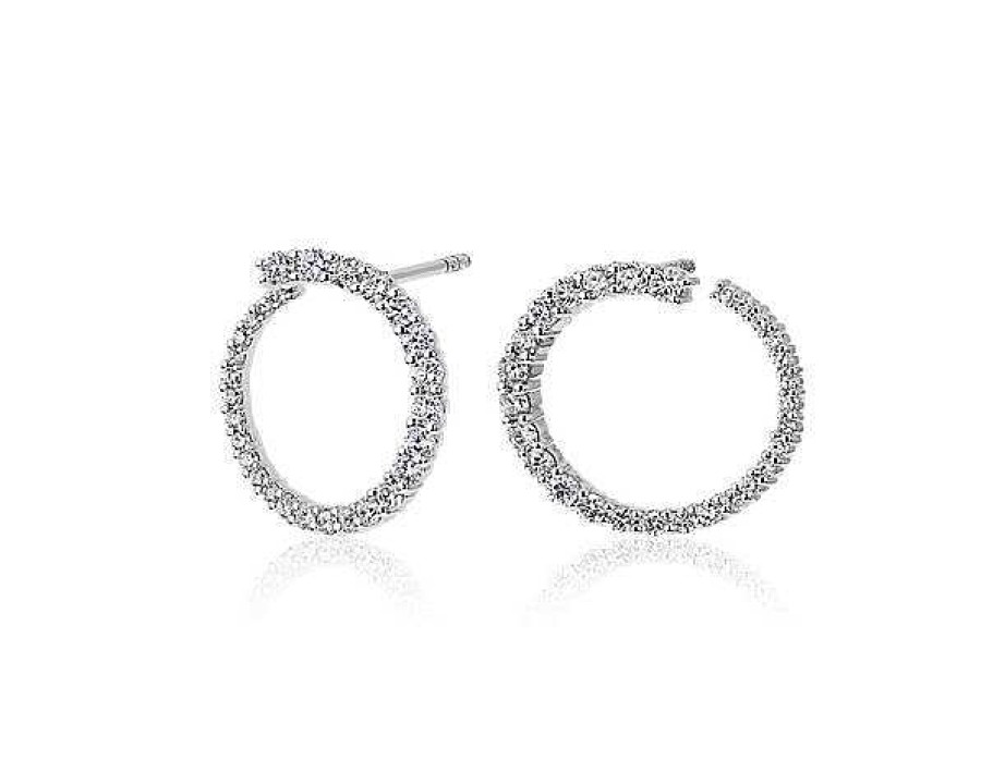 Earrings | Blue Nile Diamond Open Swirl Hoop Earrings In 14K White Gold (1 Ct. Tw.)