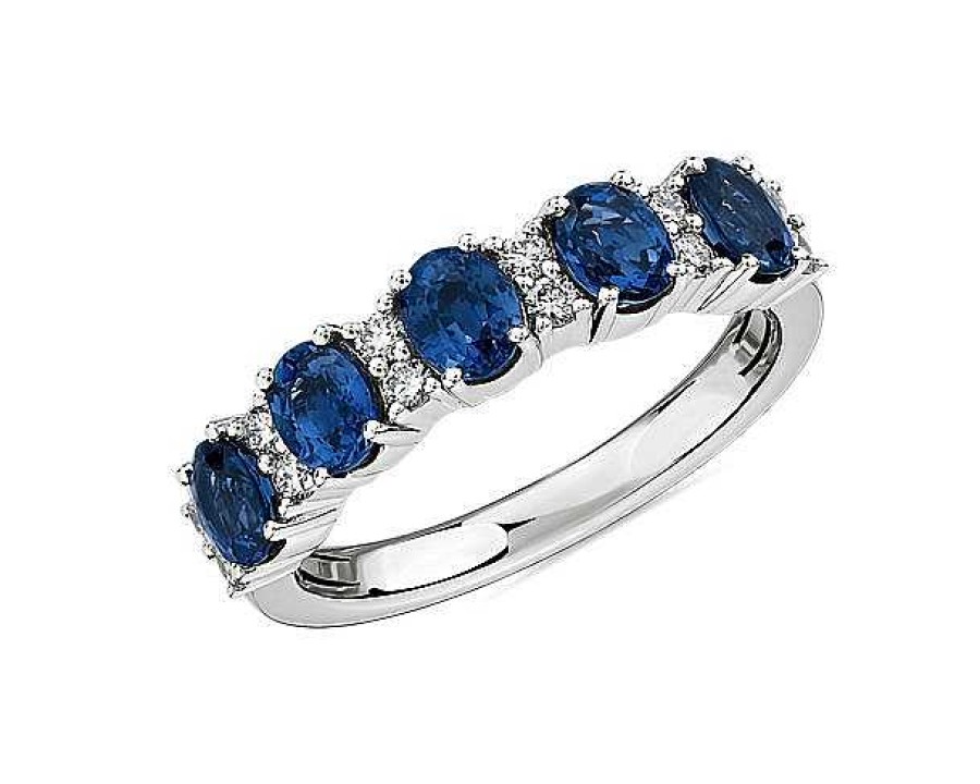 Rings | Blue Nile Sapphire And Diamond Five-Stone Ring In 14K White Gold