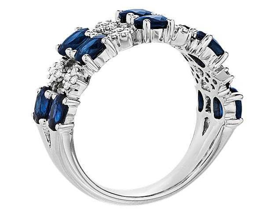 Rings | Blue Nile Sapphire And Diamond Double Band Ring In 14K White Gold