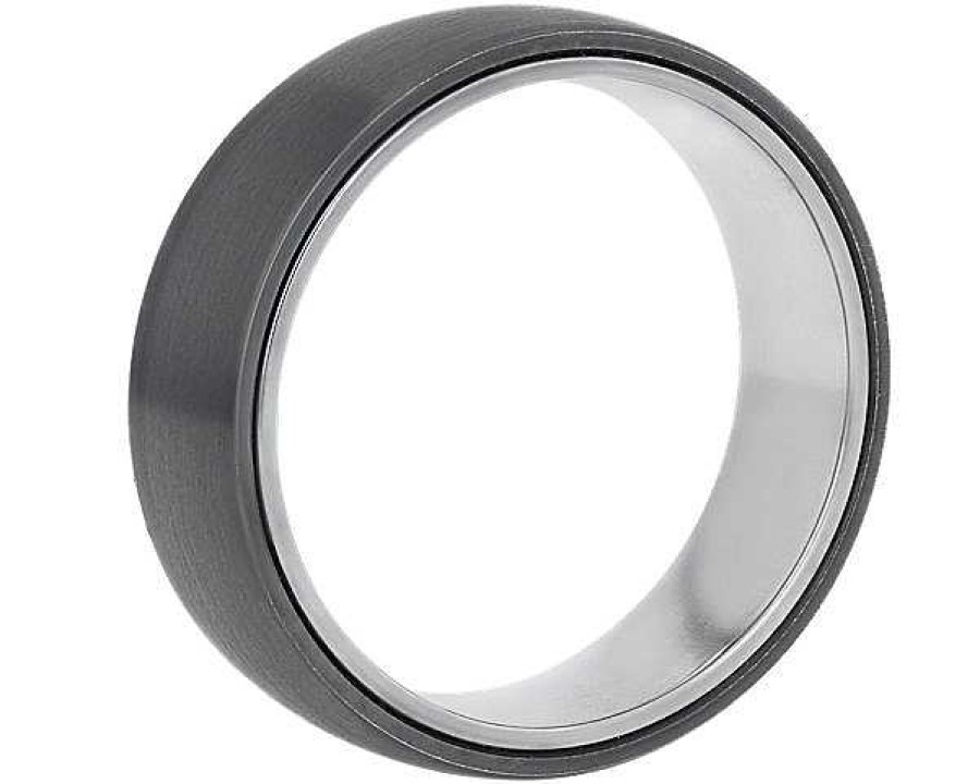 Men'S Rings | Blue Nile Matte Wedding Ring In Black Titanium And Tantalum (6.5Mm)