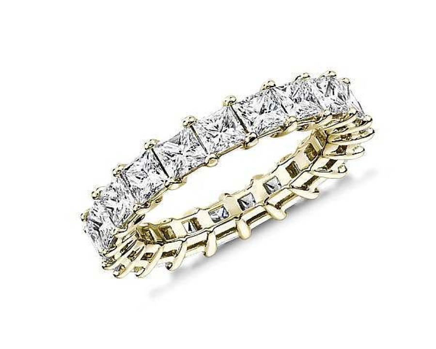 Women'S Rings | Blue Nile Princess Cut Diamond Eternity Ring In 14K Yellow Gold (4 Ct. Tw.)