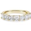 Women'S Rings | Blue Nile Seven Stone Asscher Lab Grown Diamond Ring In 14K Yellow Gold (2 Ct. Tw.)