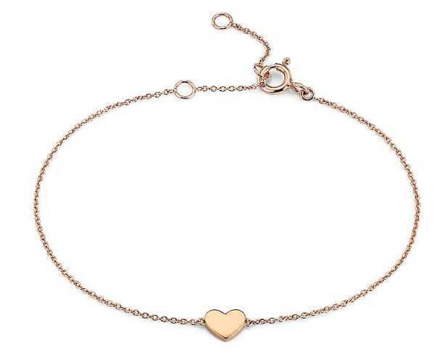 Bracelets | Blue Nile 7" Petite Heart Bracelet In 14K Rose Gold (7.9 Mm)