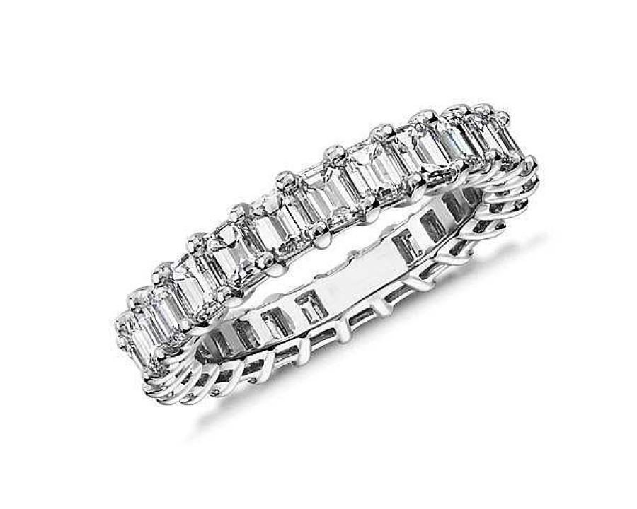 Women'S Rings | Blue Nile Lab Grown Diamond Emerald Cut Eternity Ring In 14K White Gold (3 Ct. Tw.)