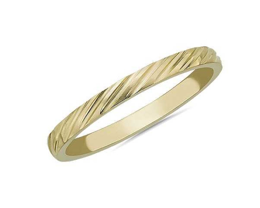 Women'S Rings | Blue Nile Angled Stripe Stackable Ring In 18K Yellow Gold (2Mm)