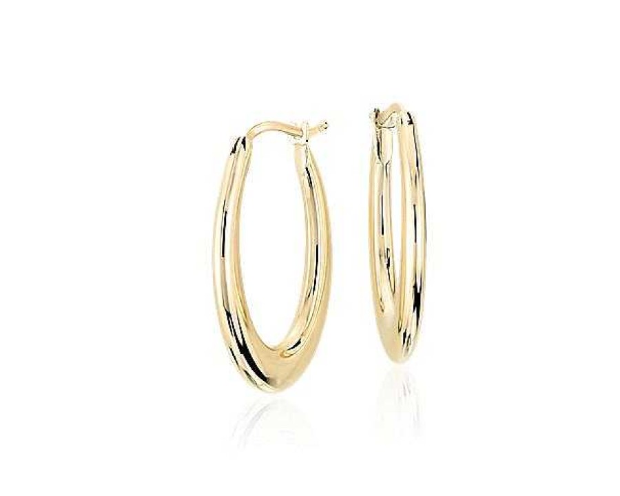 Earrings | Blue Nile Oval Hoop Earrings In 14K Italian Yellow Gold (25 X 17 Mm)