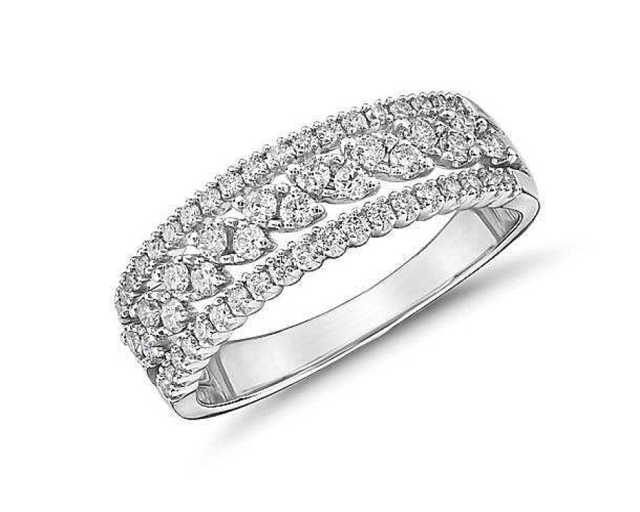 Rings | Blue Nile Diamond Triple-Row Marquise-Shaped Fashion Ring In 14K White Gold (1/2 Ct. Tw.)