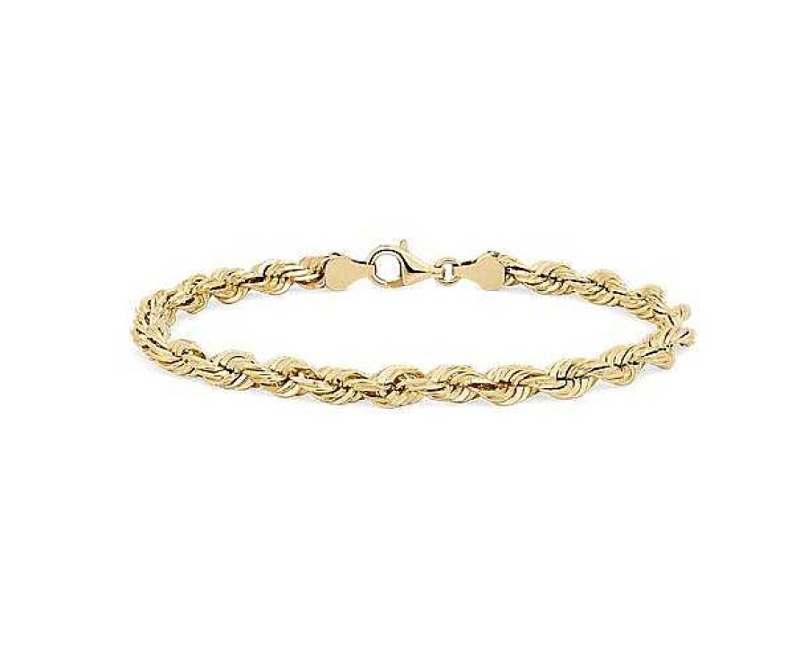 Bracelets | Blue Nile 8" Diamond Cut Rope Chain Bracelet In 14K Yellow Gold (5.5 Mm)