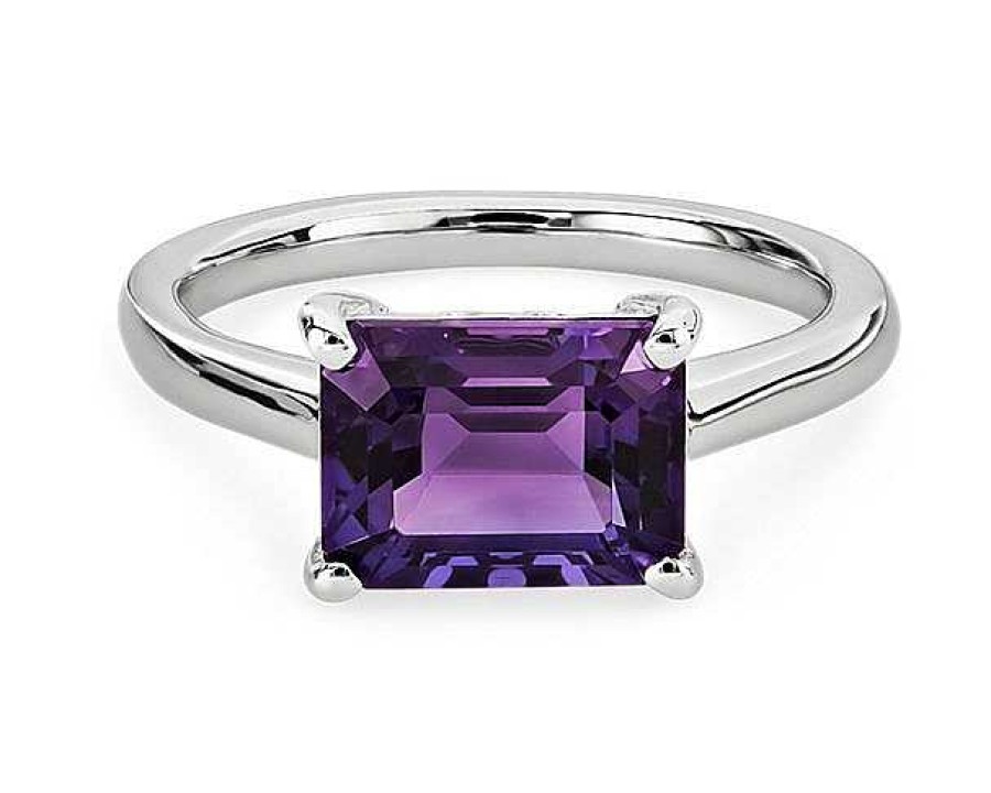 Rings | Blue Nile Amethyst East West Ring In 14K White Gold (9X7Mm)