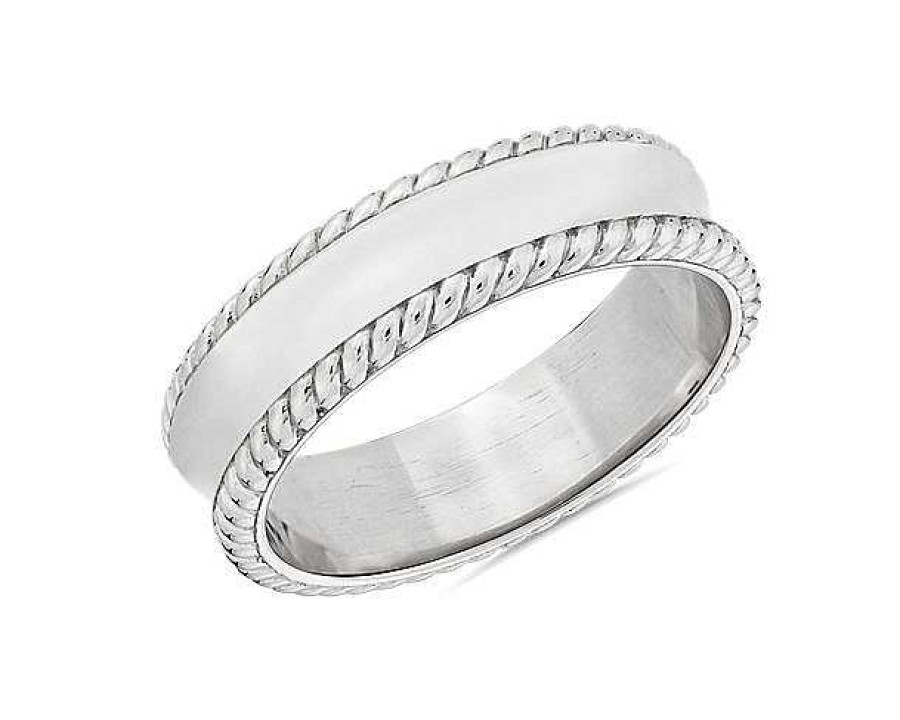 Men'S Rings | Blue Nile Bella Vaughan Grandeur Rope Wedding Ring In 18K White Gold (6 Mm)