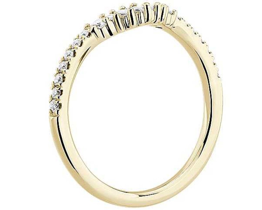 Rings | Blue Nile Petite Curved Baguette And Pav Diamond Wedding Ring In 14K Yellow Gold (1/4 Ct. Tw.)