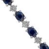 Bracelets | Blue Nile Oval Sapphire And Round Diamond Bracelet In 14K White Gold