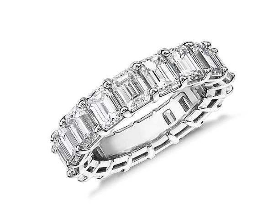 Women'S Rings | Blue Nile Emerald Cut Diamond Eternity Ring In 14K White Gold (7 Ct. Tw.)