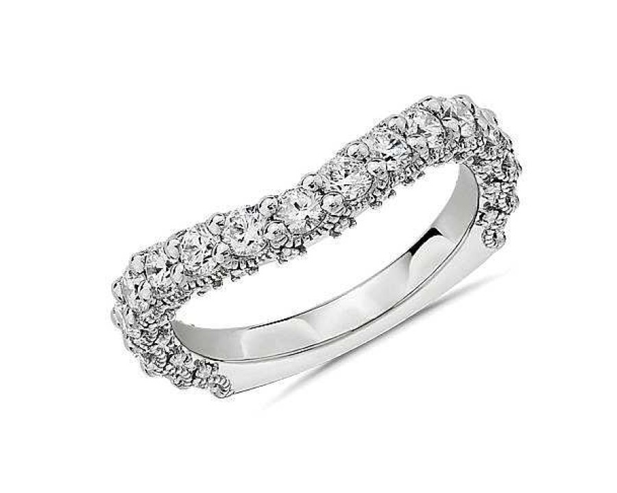 Women'S Rings | Blue Nile Bella Vaughan For Blue Nile Roma Curved Diamond Wedding Ring In Platinum (1 1/3 Ct. Tw.) - G/Vs2