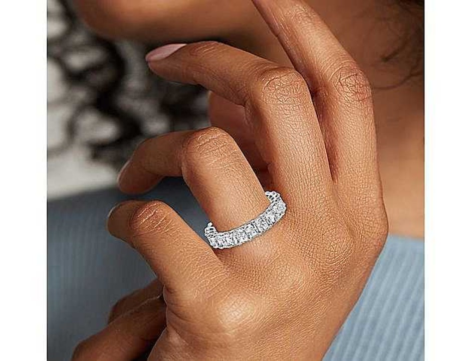 Women'S Rings | Blue Nile Lab Grown Diamond Radiant Cut Eternity Ring In 14K White Gold (5 Ct. Tw.)