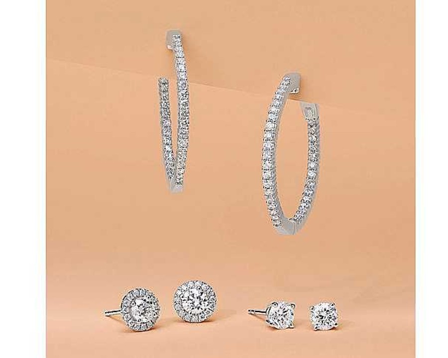 Earrings | Blue Nile Diamond Halo Stud Earrings In 14K White Gold (1 Ct. Tw.)