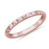 Women'S Rings | Blue Nile Stackable Pyramid Satin Finish Ring In 14K Rose Gold (2Mm)