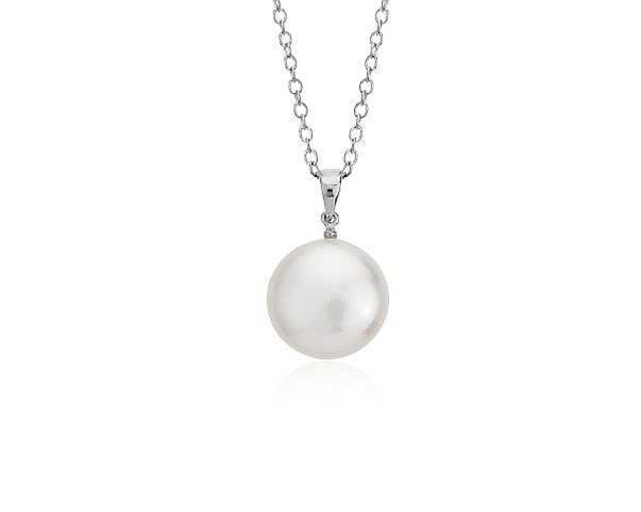 Necklaces | Blue Nile Freshwater Cultured Pearl Coin Pendant In Sterling Silver (12Mm)