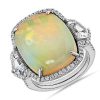 Rings | Blue Nile Extraordinary Collection: Cushion Cut Opal With Cadillac Cut White Sapphire Ring In 18K White Gold