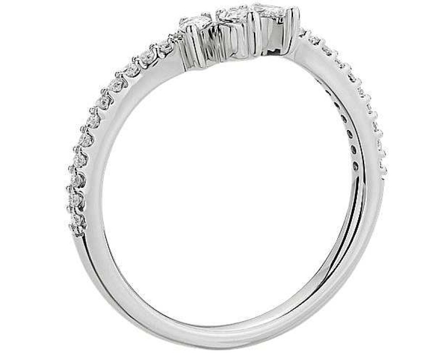 Rings | Blue Nile Trio Pear-Shaped Diamond & Pav Curved Wedding Ring In 14K White Gold (1/4 Ct. Tw.)