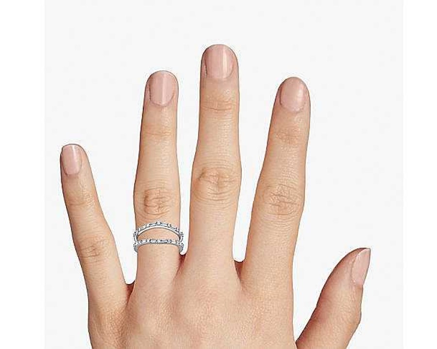 Women'S Rings | Blue Nile Baguette And Round Diamond Insert In 14K White Gold (1/2 Ct. Tw.)